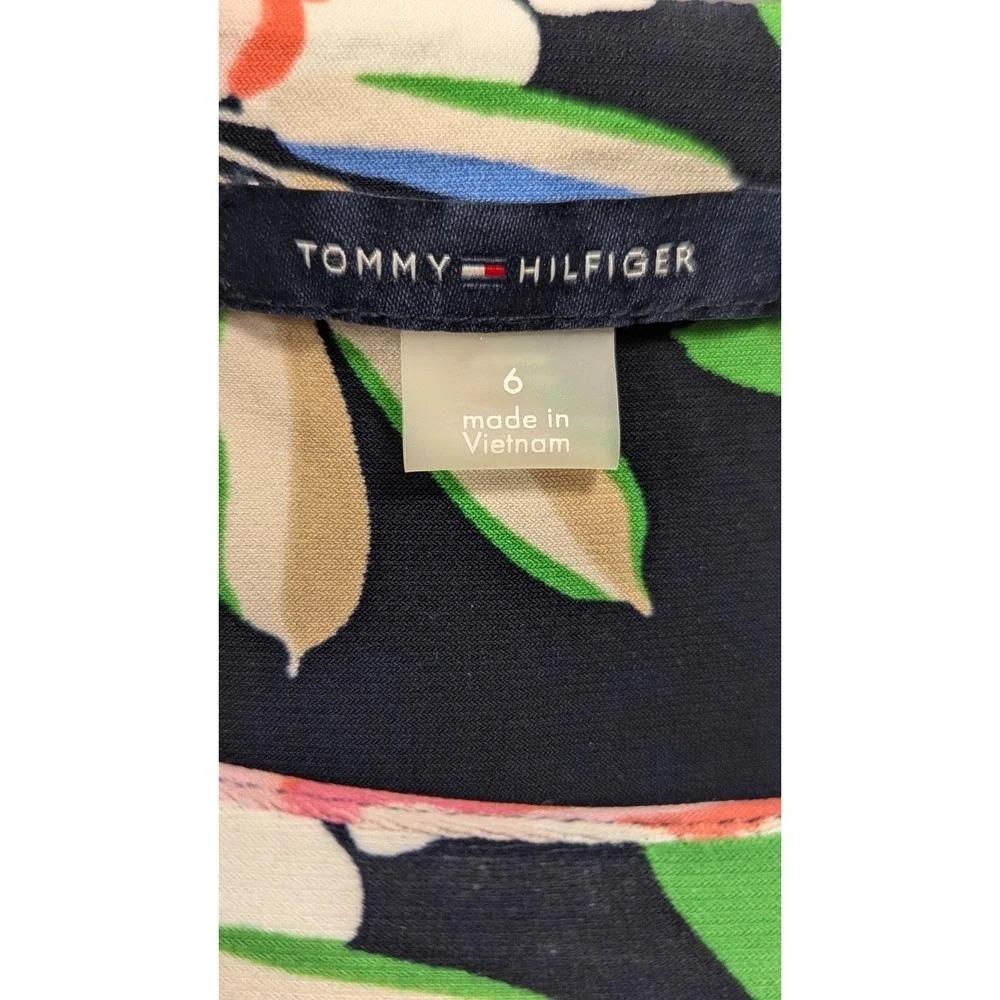Tommy‎ Hilfiger Sleeveless Floral Sheath Dress Navy Blue with Floral Design Sz 6